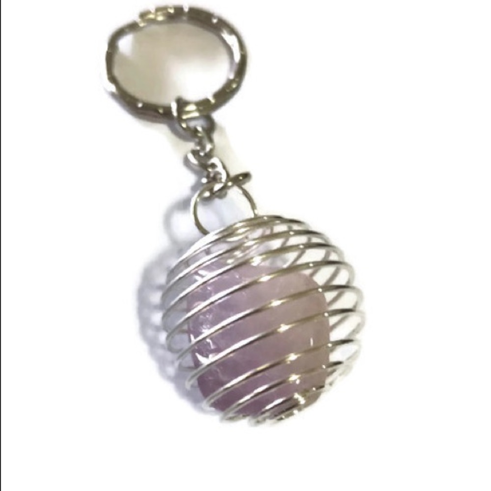 Amethyst Tumbled Reiki Infused Stone with KeyChain